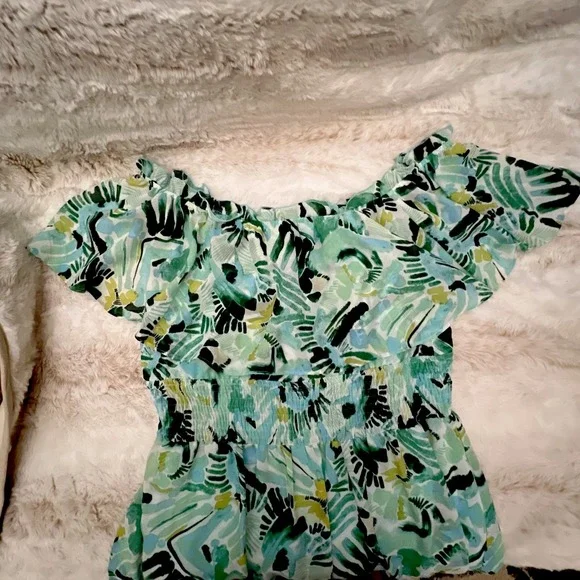 Women's Off-Shoulder‎ Rabbit Rabbit Rabbit Floral Ruffle Flowy Maxi Dress Sz 16 - Picture 2 of 11